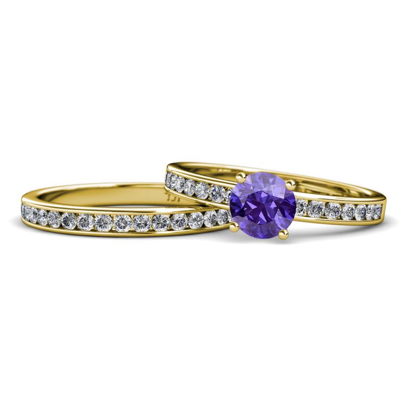 Salana Classic Iolite and Diamond Bridal Set Ring 