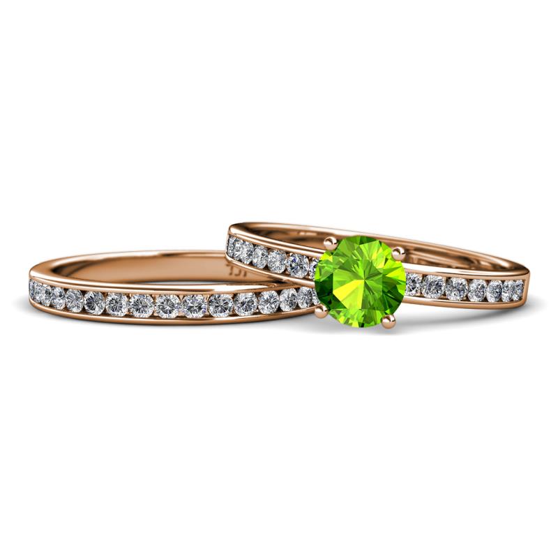 Salana Classic Peridot and Diamond Bridal Set Ring 