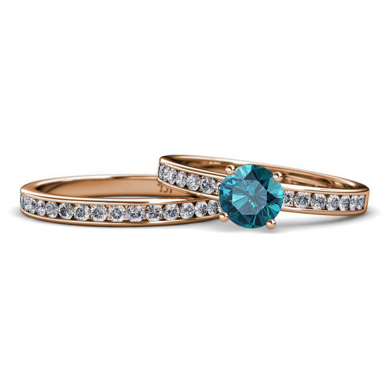 Salana Classic London Blue Topaz and Diamond Bridal Set Ring 