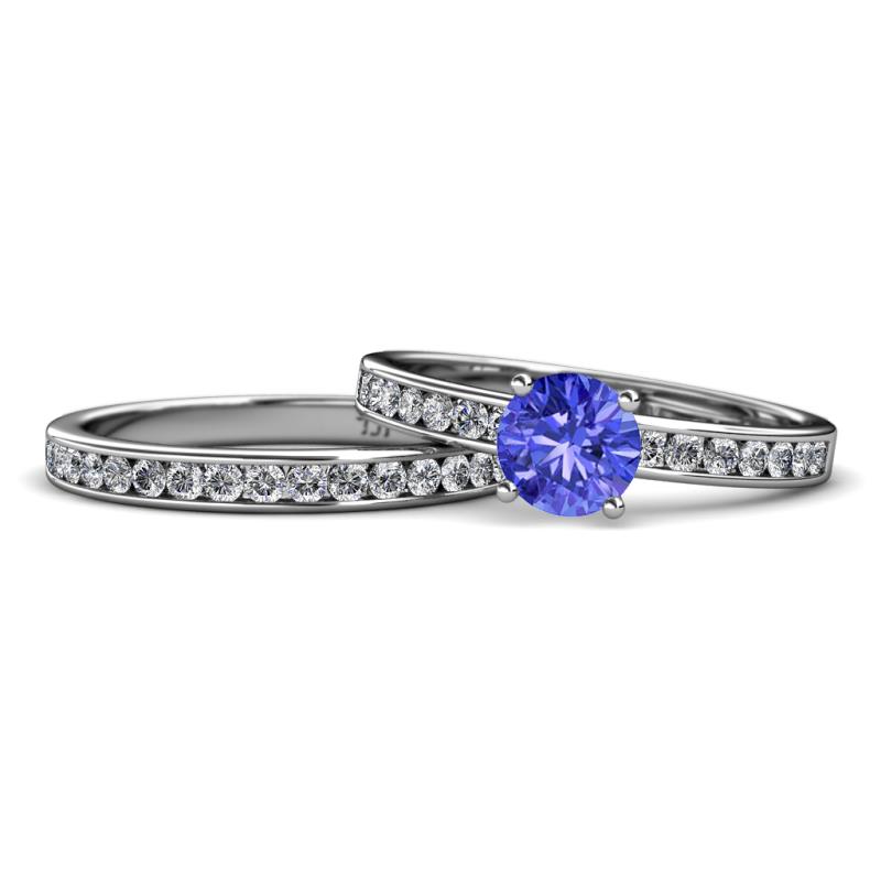 Salana Classic Tanzanite and Diamond Bridal Set Ring 