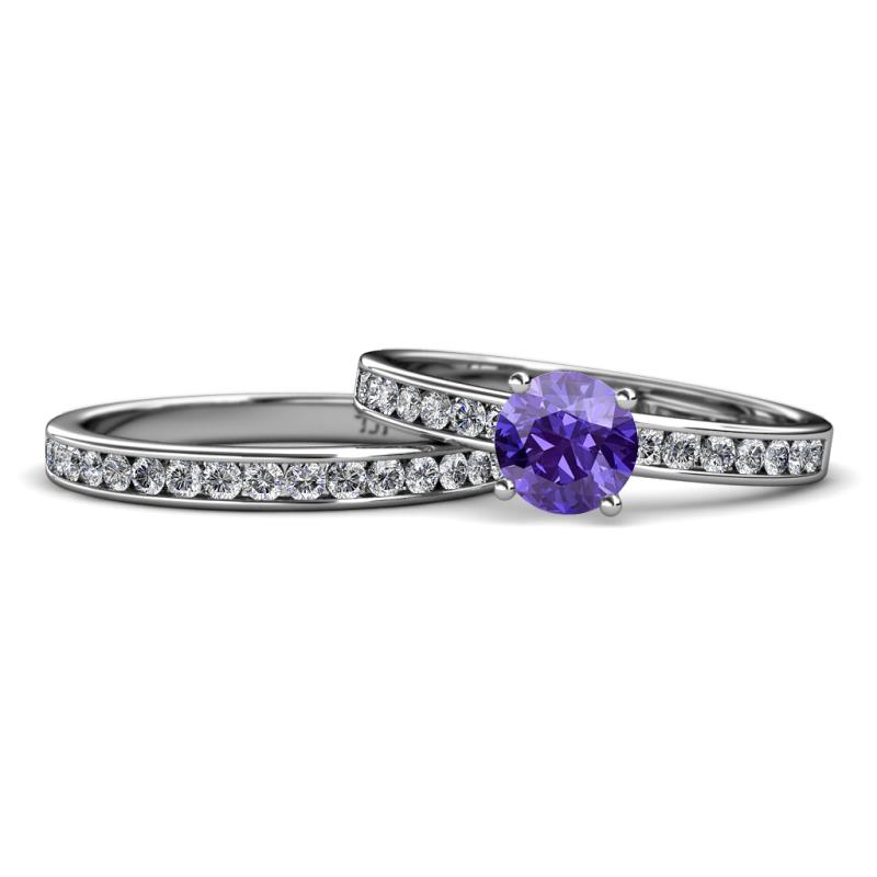 Salana Classic Iolite and Diamond Bridal Set Ring 