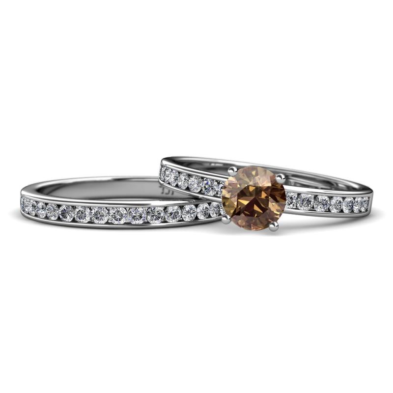 Salana Classic Smoky Quartz and Diamond Bridal Set Ring 