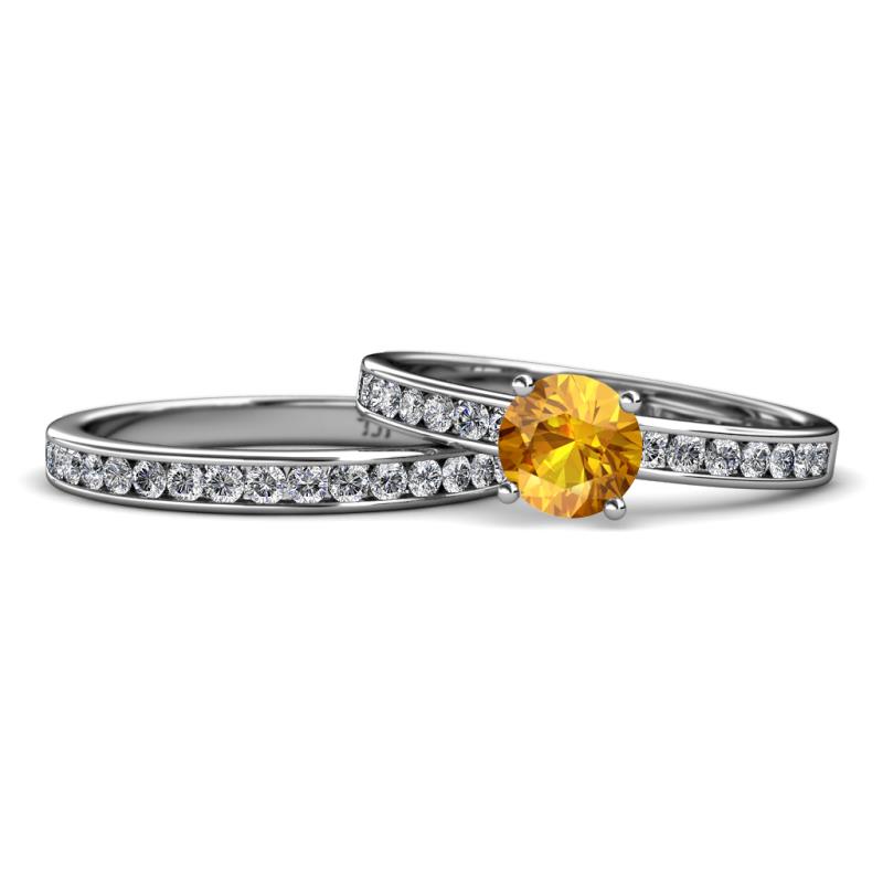 Salana Classic Citrine and Diamond Bridal Set Ring 