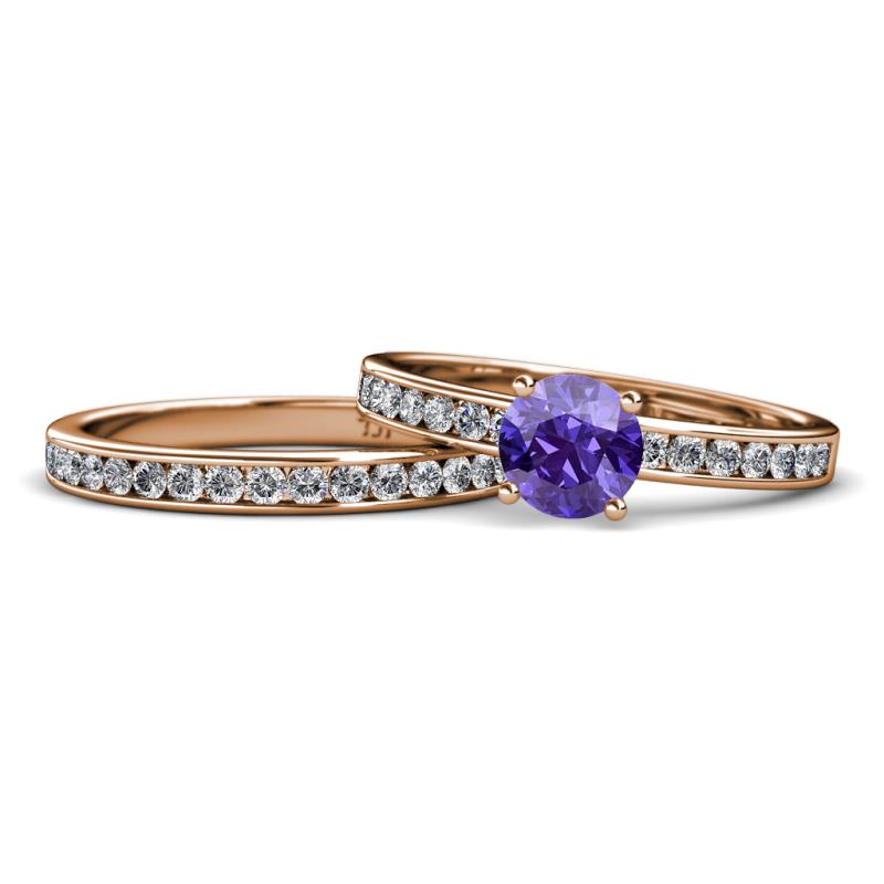 Salana Classic Iolite and Diamond Bridal Set Ring 
