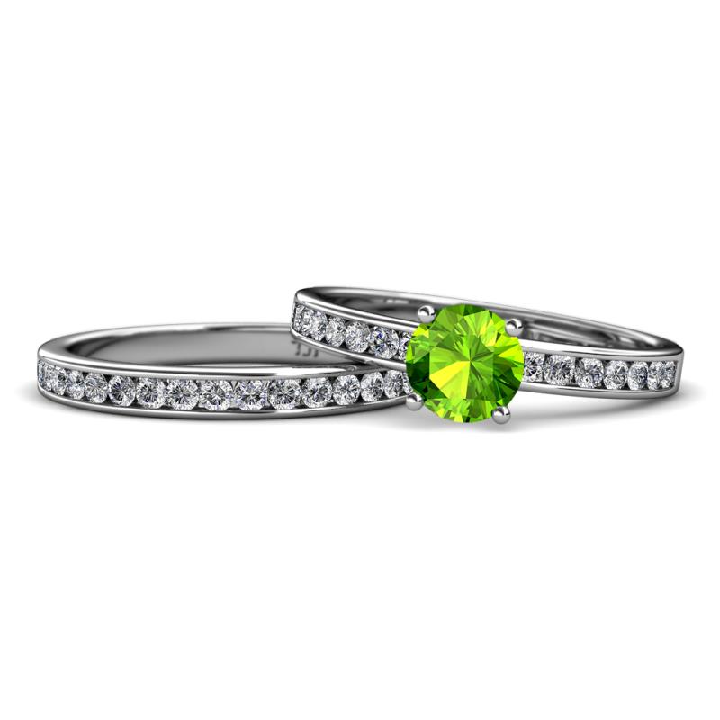 Salana Classic Peridot and Diamond Bridal Set Ring 