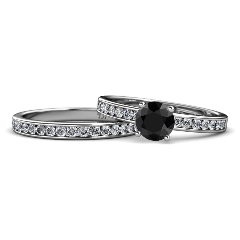Salana Classic Black and White Diamond Bridal Set Ring 