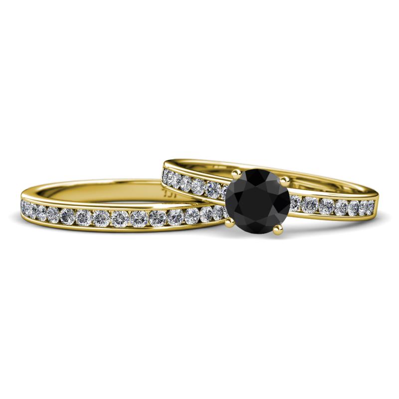 Salana Classic Black and White Diamond Bridal Set Ring 