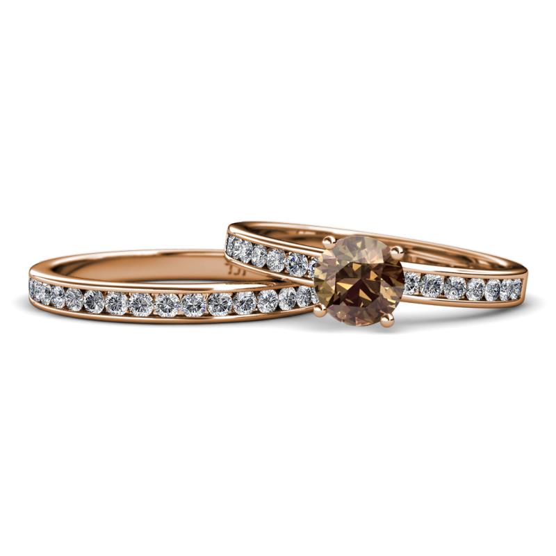 Salana Classic Smoky Quartz and Diamond Bridal Set Ring 