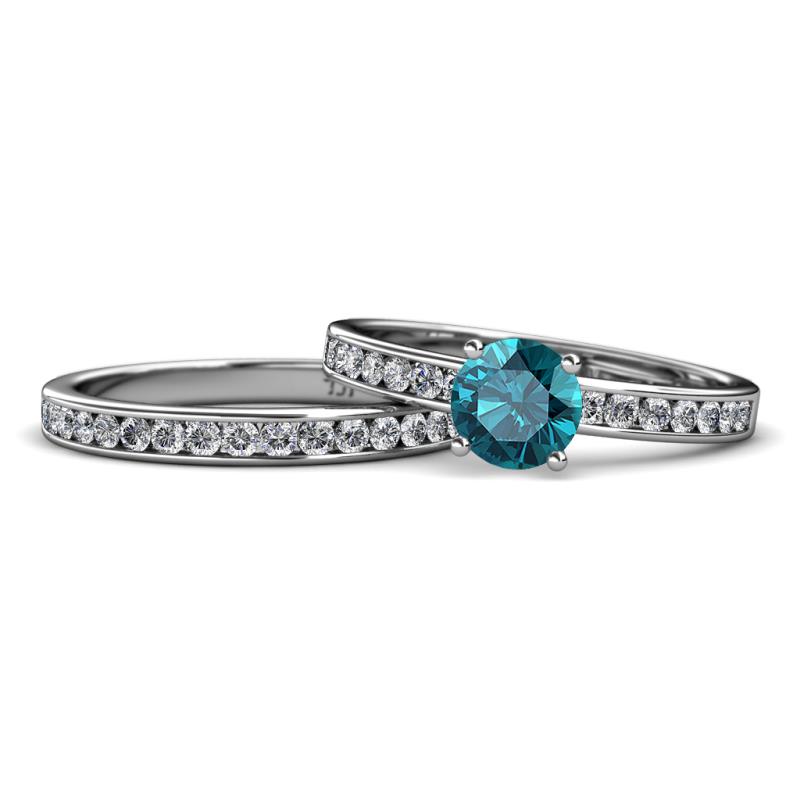 Salana Classic London Blue Topaz and Diamond Bridal Set Ring 