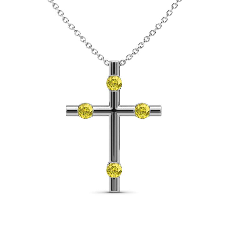 Adna Petite Yellow Diamond Cross Pendant 