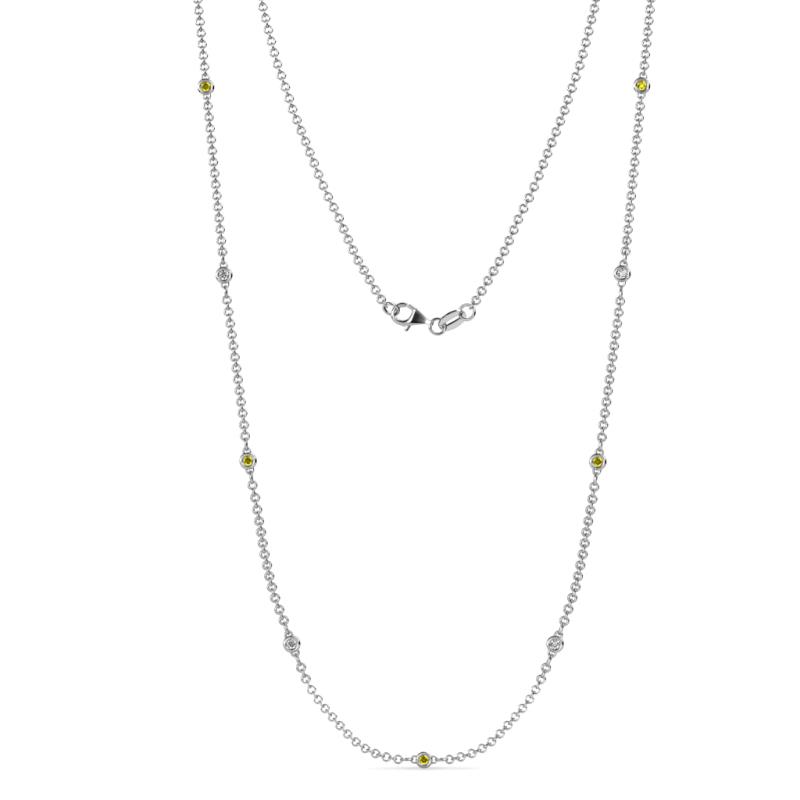 Adia (9 Stn/2mm) Yellow and White Diamond on Cable Necklace 