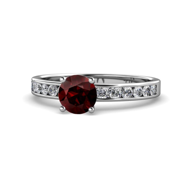 Salana Classic Red Garnet and Diamond Engagement Ring 