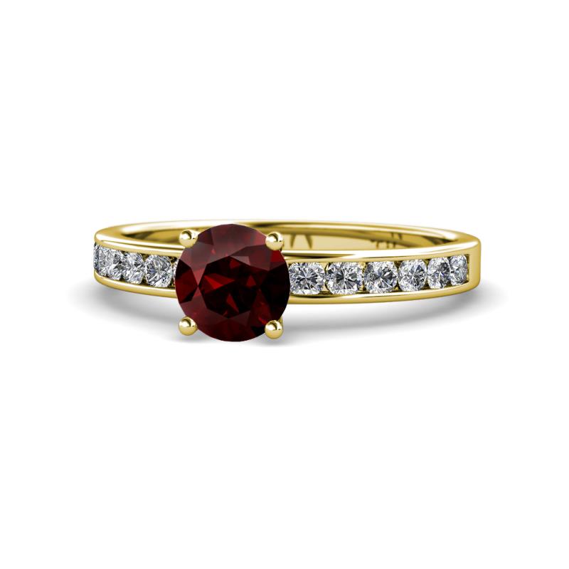 Salana Classic Red Garnet and Diamond Engagement Ring 