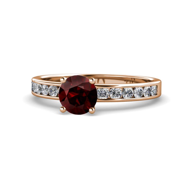 Salana Classic Red Garnet and Diamond Engagement Ring 
