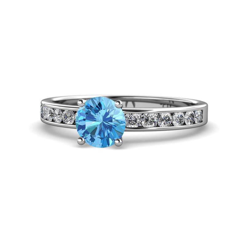 Salana Classic Blue Topaz and Diamond Engagement Ring 