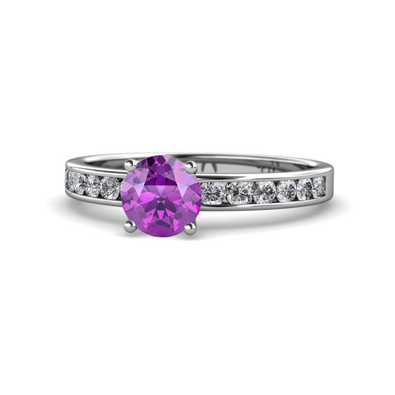 Salana Classic Amethyst and Diamond Engagement Ring 