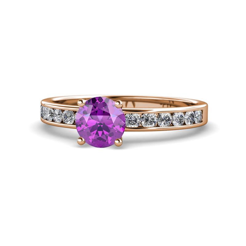 Salana Classic Amethyst and Diamond Engagement Ring 