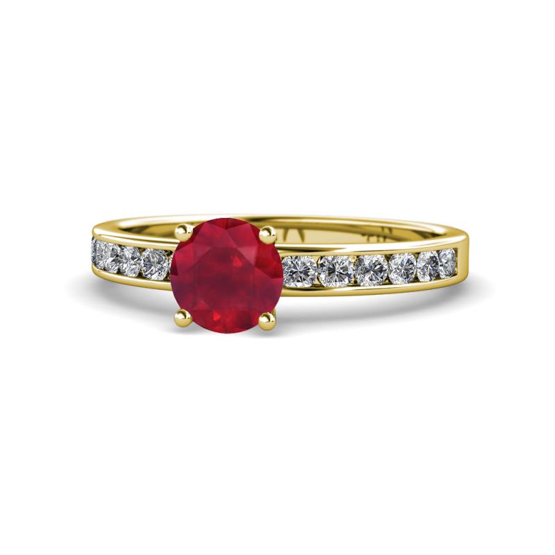 Salana Classic Ruby and Diamond Engagement Ring 