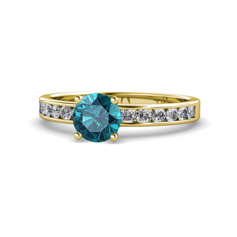 Salana Classic London Blue Topaz and Diamond Engagement Ring 