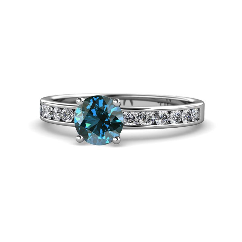 Salana Classic Blue and White Diamond Engagement Ring 