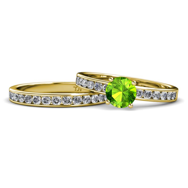 Salana Classic Peridot and Diamond Bridal Set Ring 