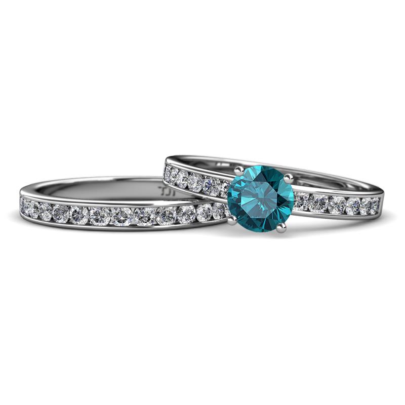 Salana Classic London Blue Topaz and Diamond Bridal Set Ring 