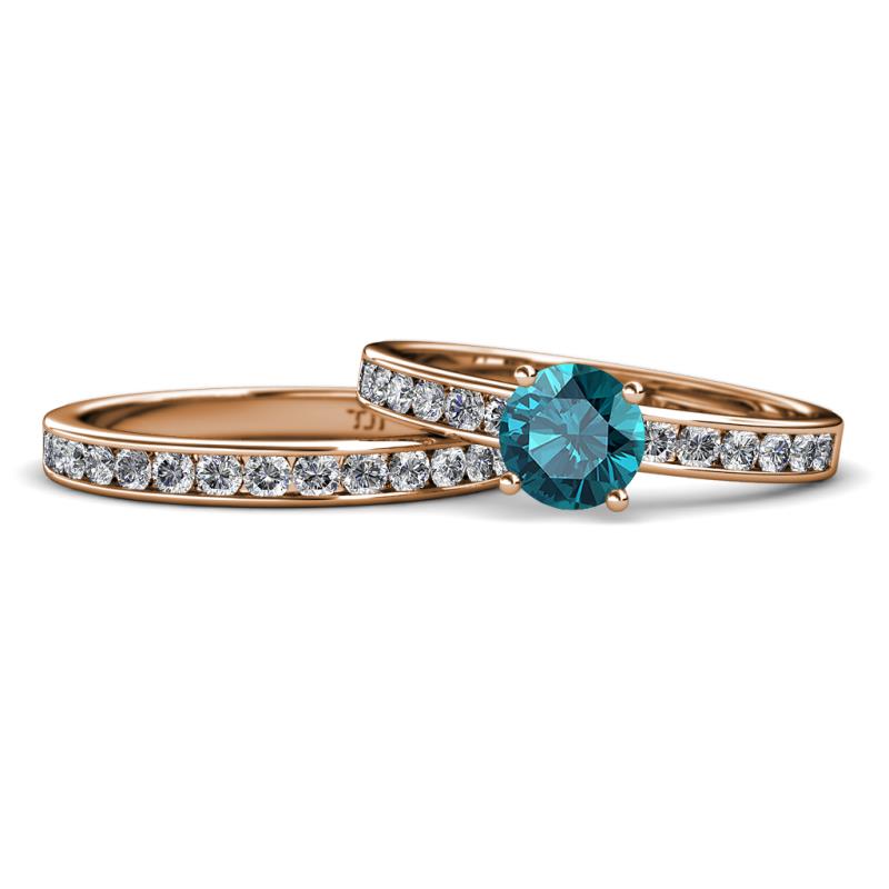 Salana Classic London Blue Topaz and Diamond Bridal Set Ring 