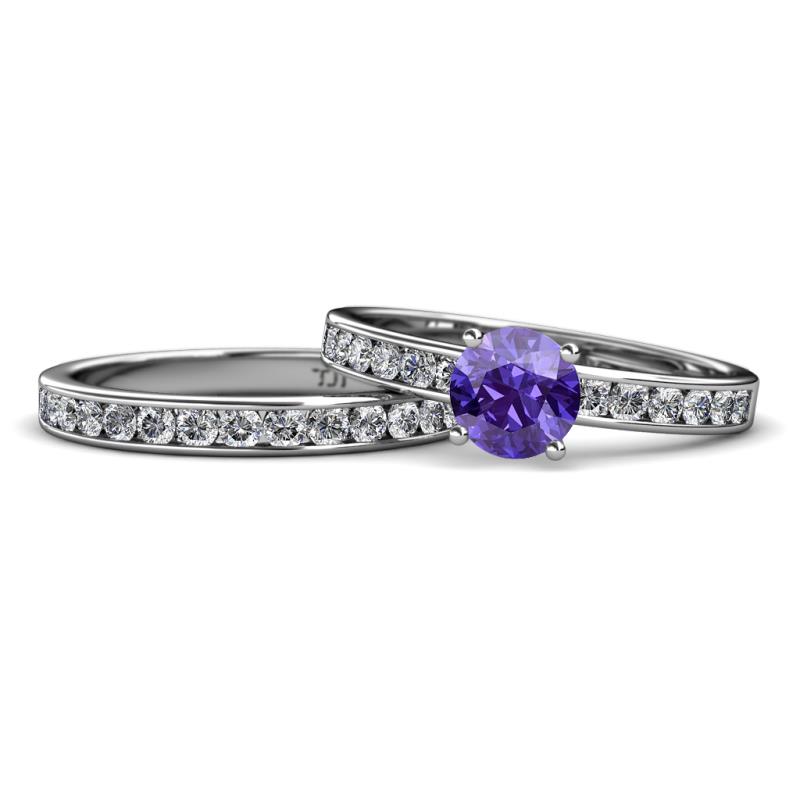 Salana Classic Iolite and Diamond Bridal Set Ring 