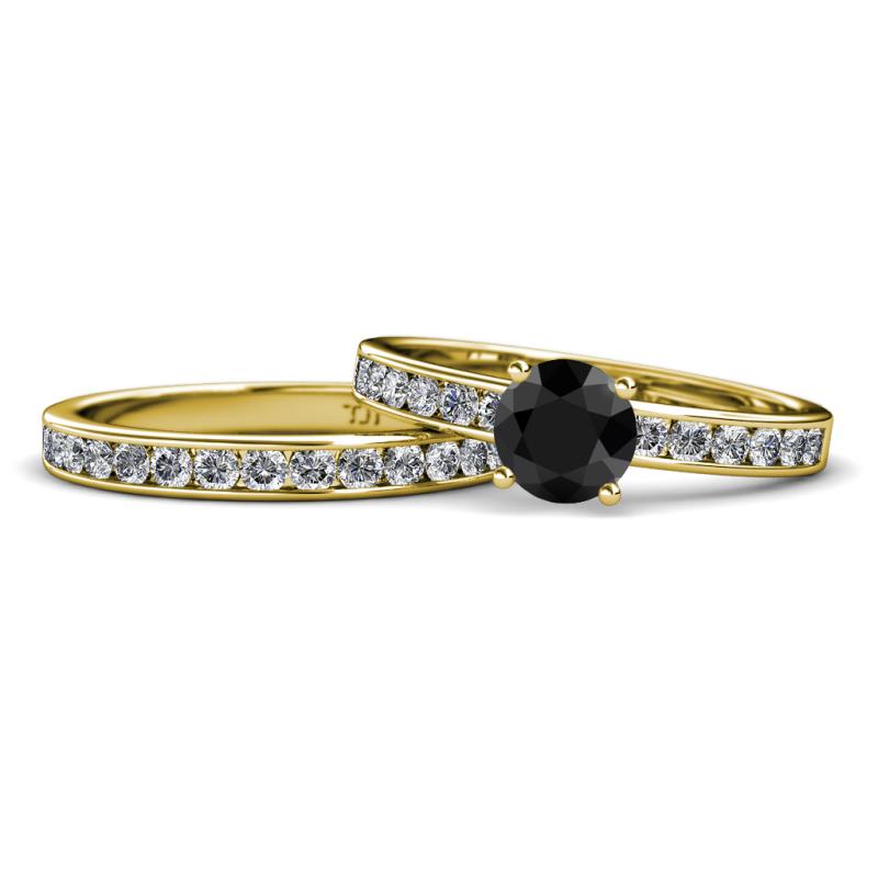 Salana Classic Black and White Diamond Bridal Set Ring 