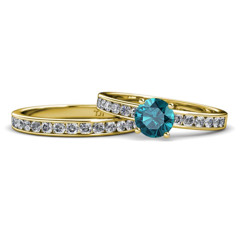 Salana Classic London Blue Topaz and Diamond Bridal Set Ring 