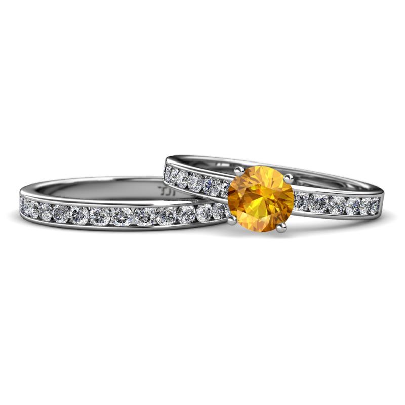 Salana Classic Citrine and Diamond Bridal Set Ring 