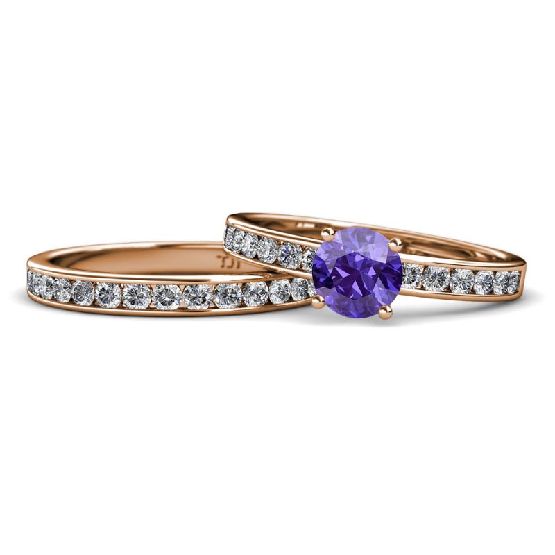 Salana Classic Iolite and Diamond Bridal Set Ring 