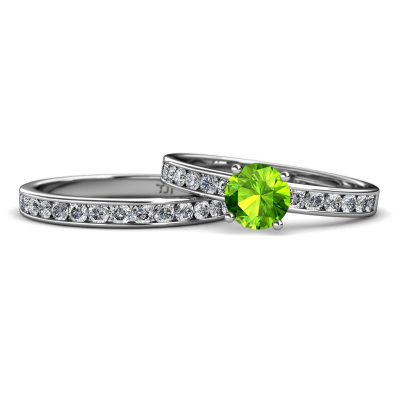 Salana Classic Peridot and Diamond Bridal Set Ring 