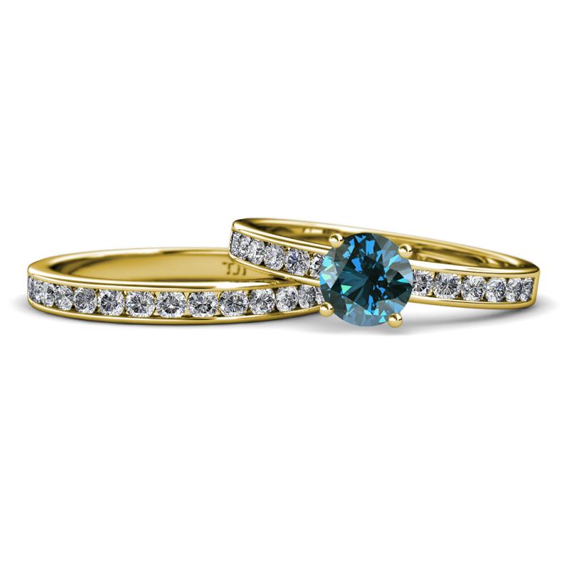 Salana Classic Blue and White Diamond Bridal Set Ring 