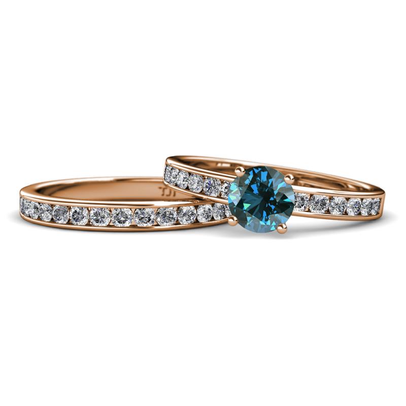 Salana Classic Blue and White Diamond Bridal Set Ring 