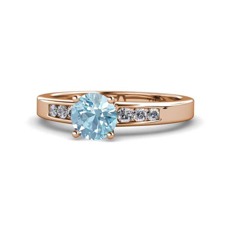 Merlyn Classic Aquamarine and Diamond Engagement Ring 
