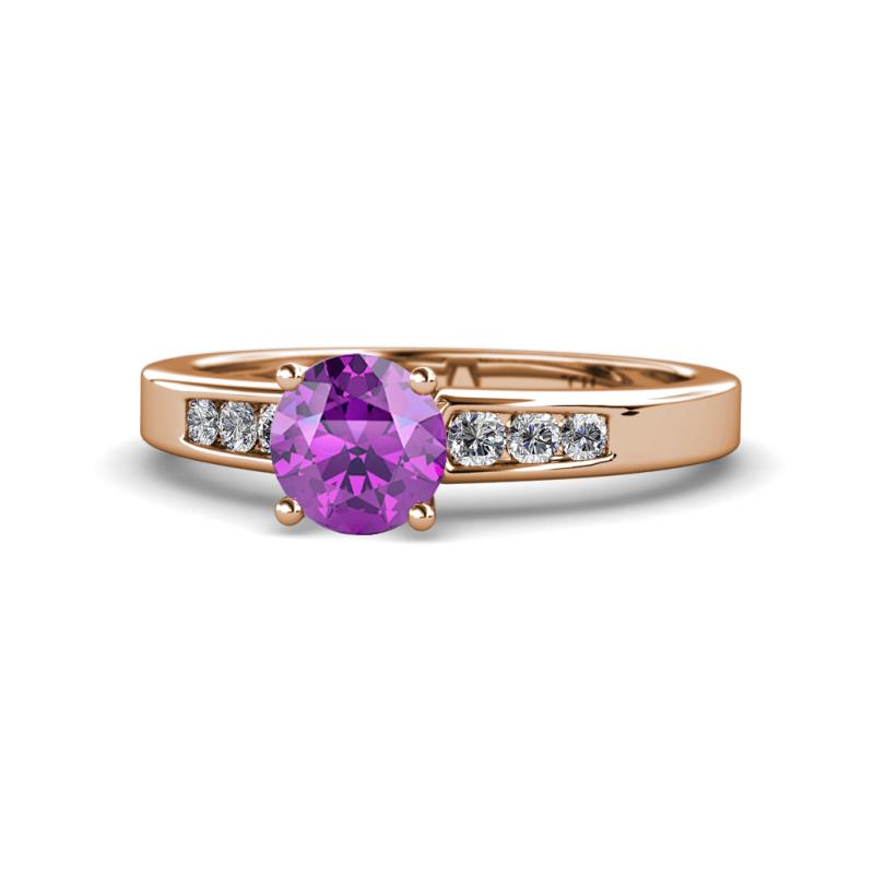 Merlyn Classic Amethyst and Diamond Engagement Ring 