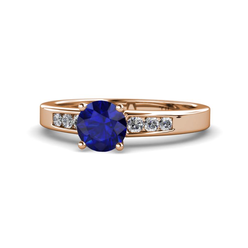 Merlyn Classic Blue Sapphire and Diamond Engagement Ring 