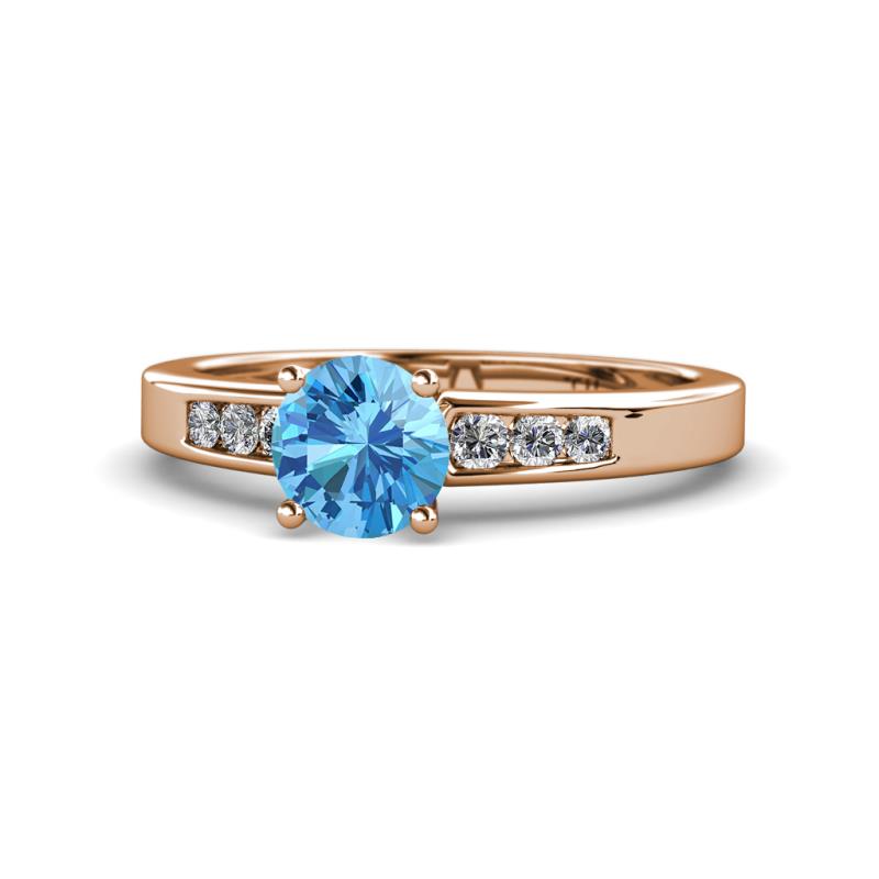 Merlyn Classic Blue Topaz and Diamond Engagement Ring 