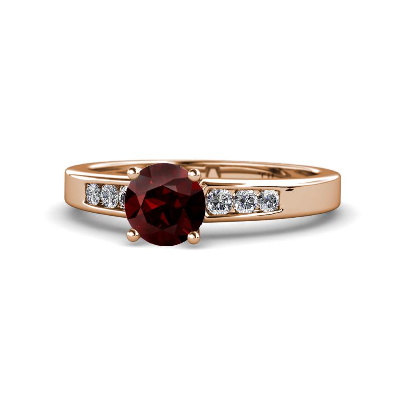 Merlyn Classic Red Garnet and Diamond Engagement Ring 