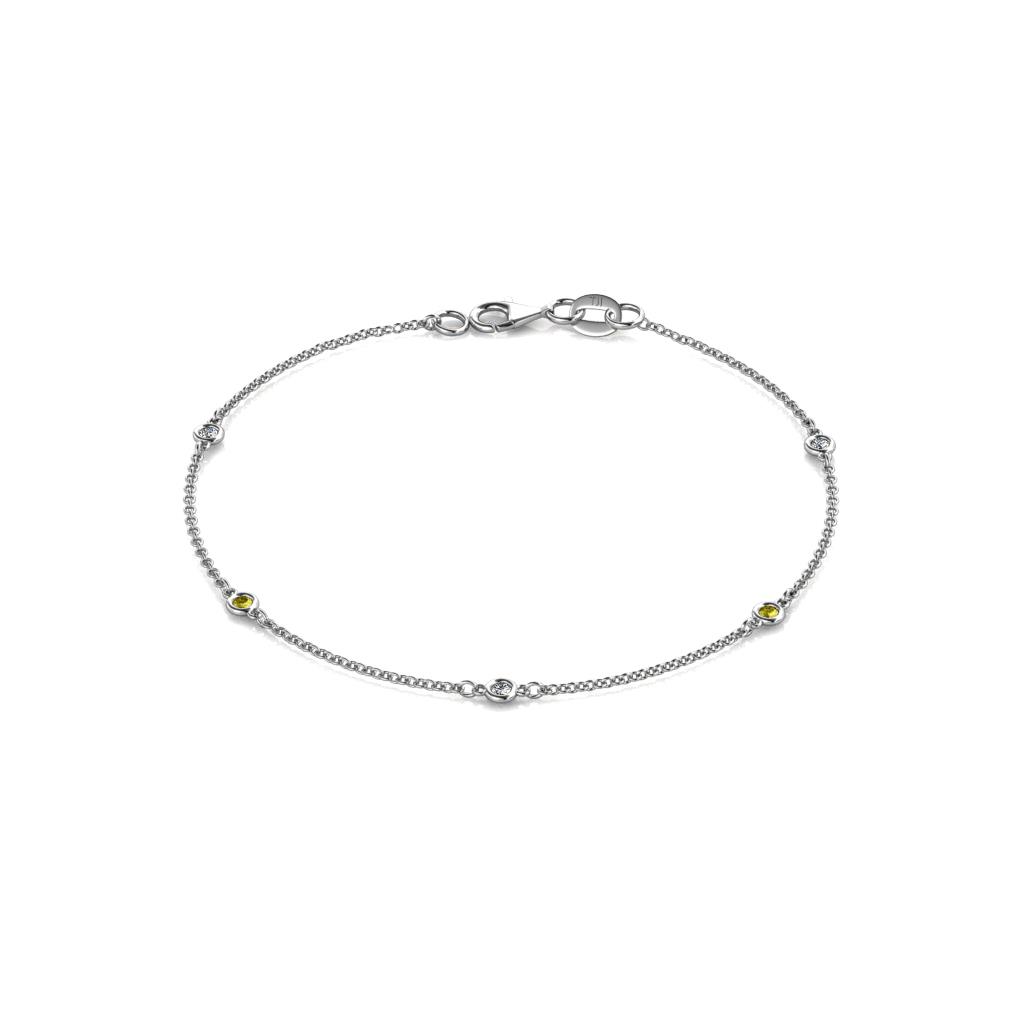 Aizza (5 Stn/2mm) Yellow and White Diamond Station Bracelet 
