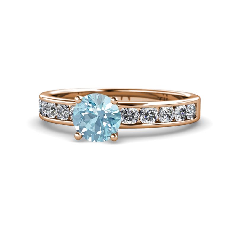 Salana Classic Aquamarine and Diamond Engagement Ring 