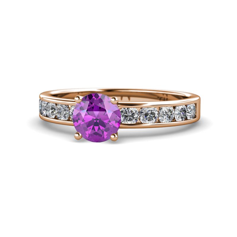 Salana Classic Amethyst and Diamond Engagement Ring 