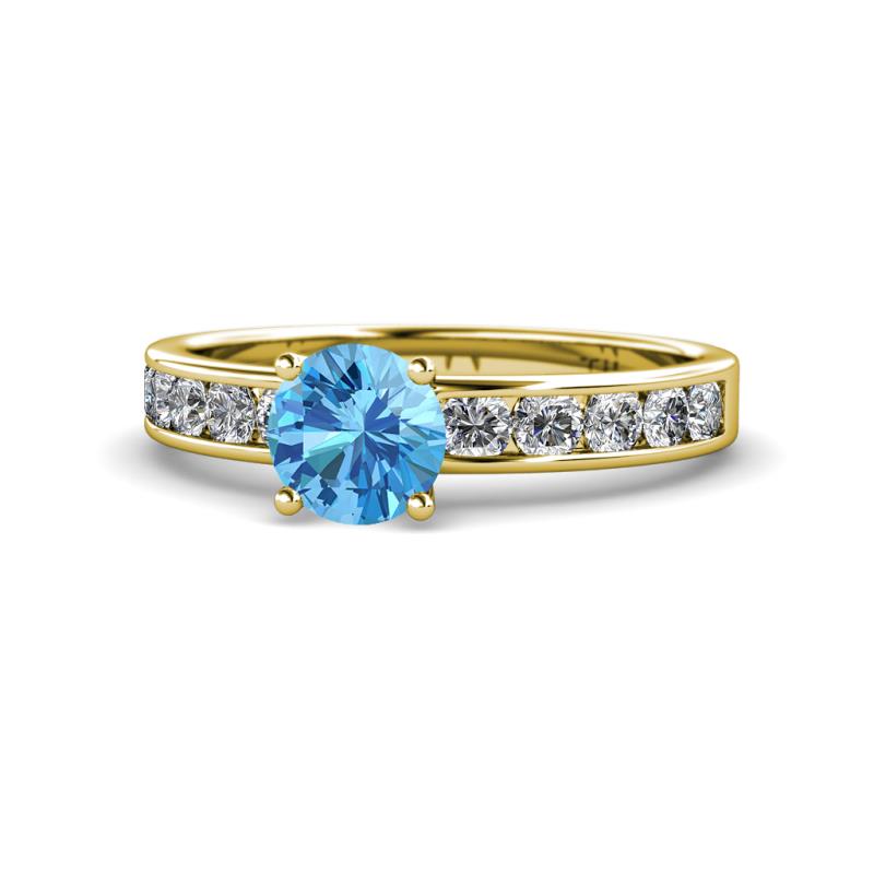 Salana Classic Blue Topaz and Diamond Engagement Ring 