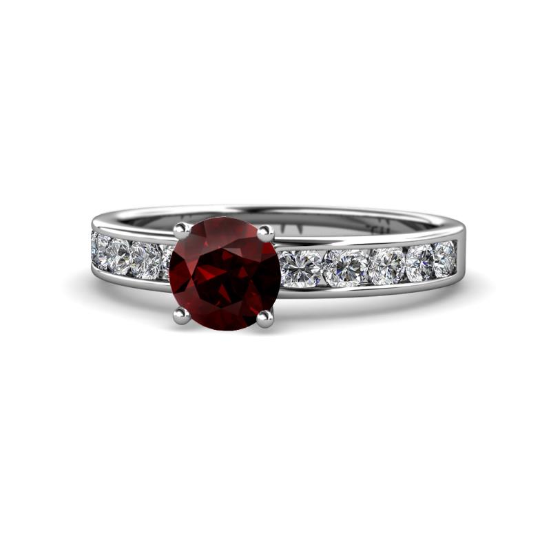 Salana Classic Red Garnet and Diamond Engagement Ring 