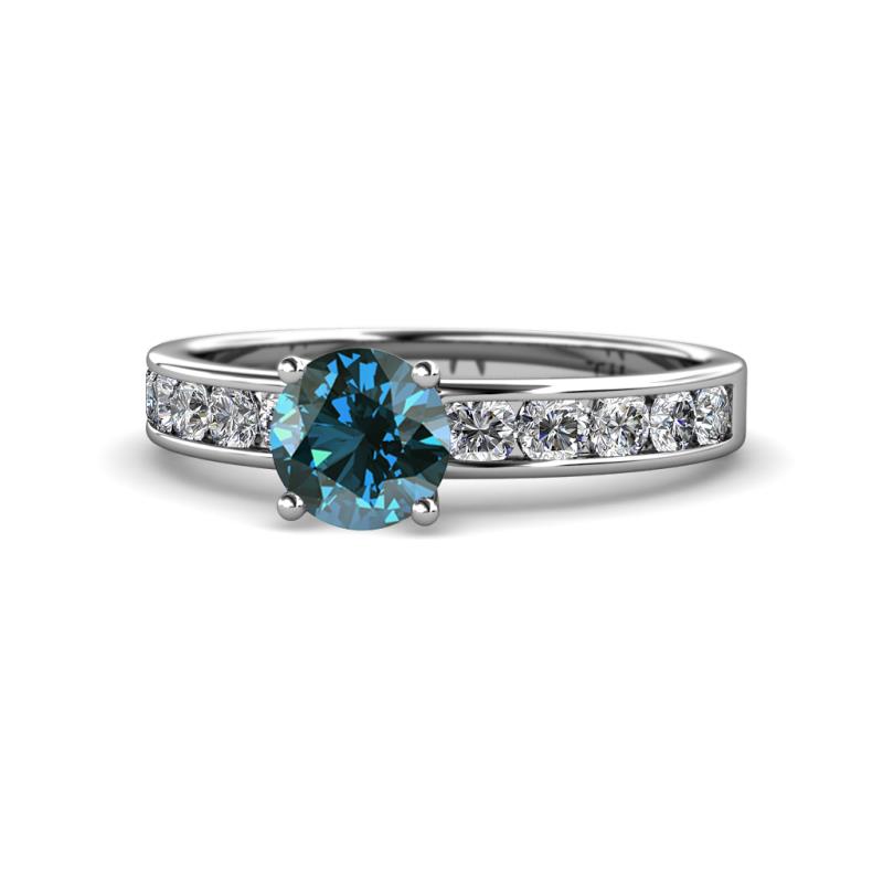 Salana Classic Blue and White Diamond Engagement Ring 