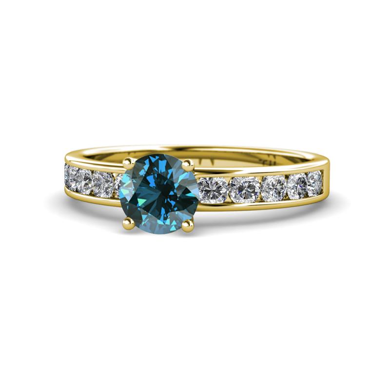 Salana Classic Blue and White Diamond Engagement Ring 
