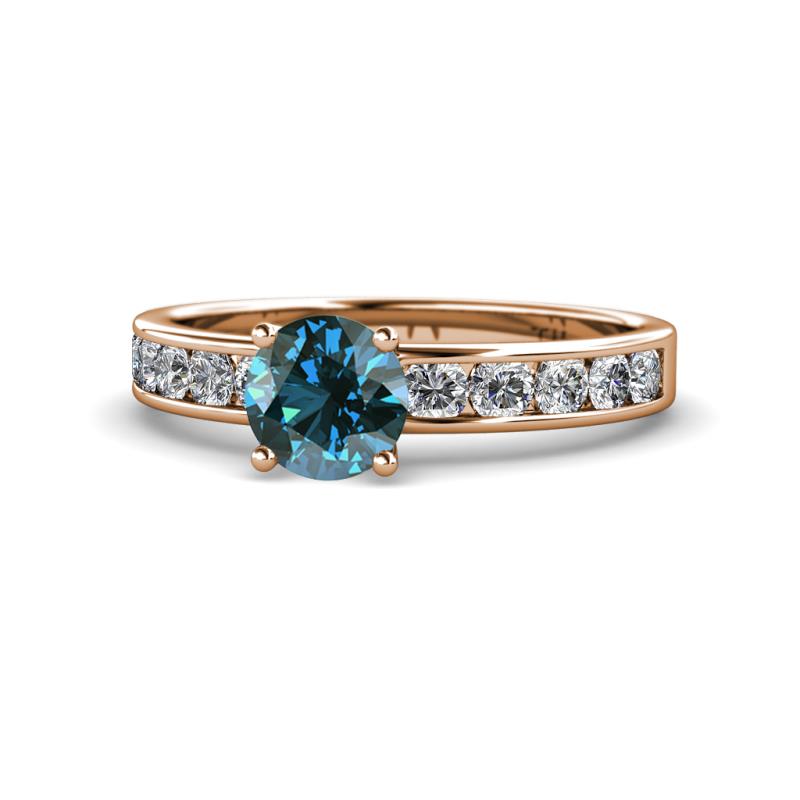 Salana Classic Blue and White Diamond Engagement Ring 