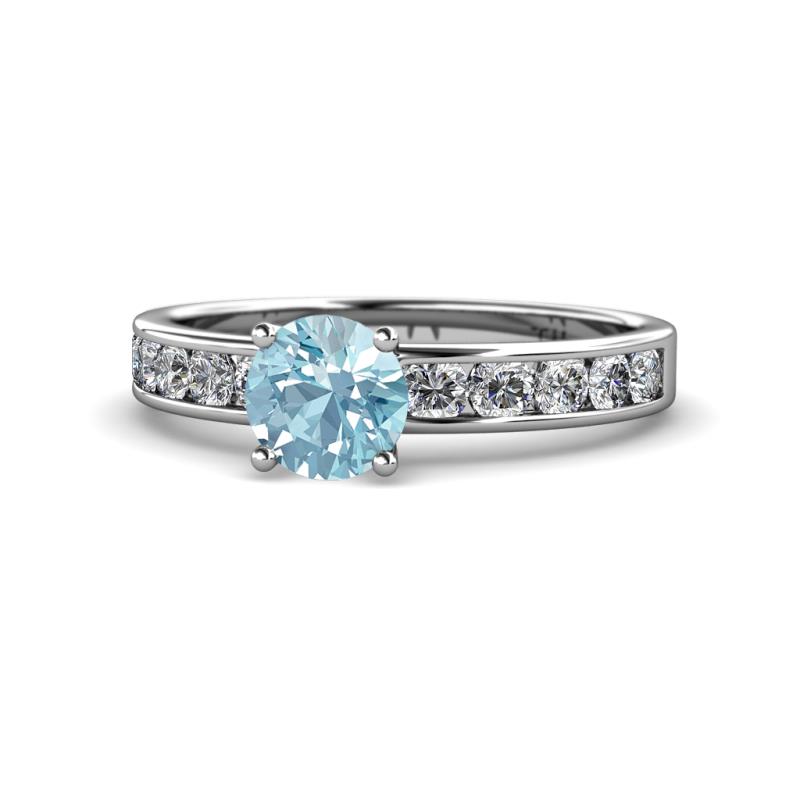 Salana Classic Aquamarine and Diamond Engagement Ring 