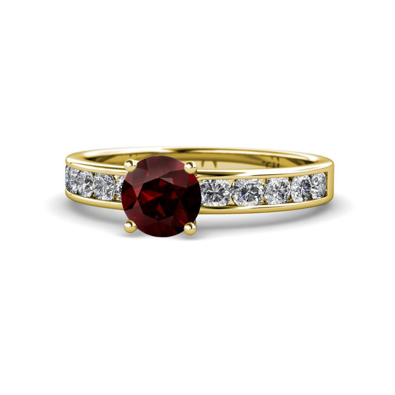 Salana Classic Red Garnet and Diamond Engagement Ring 